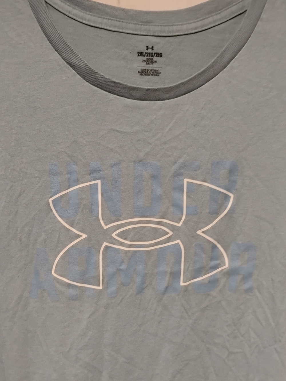 Under Armour Light Gray Short Sleeve Tee with Blue Logo 2XL